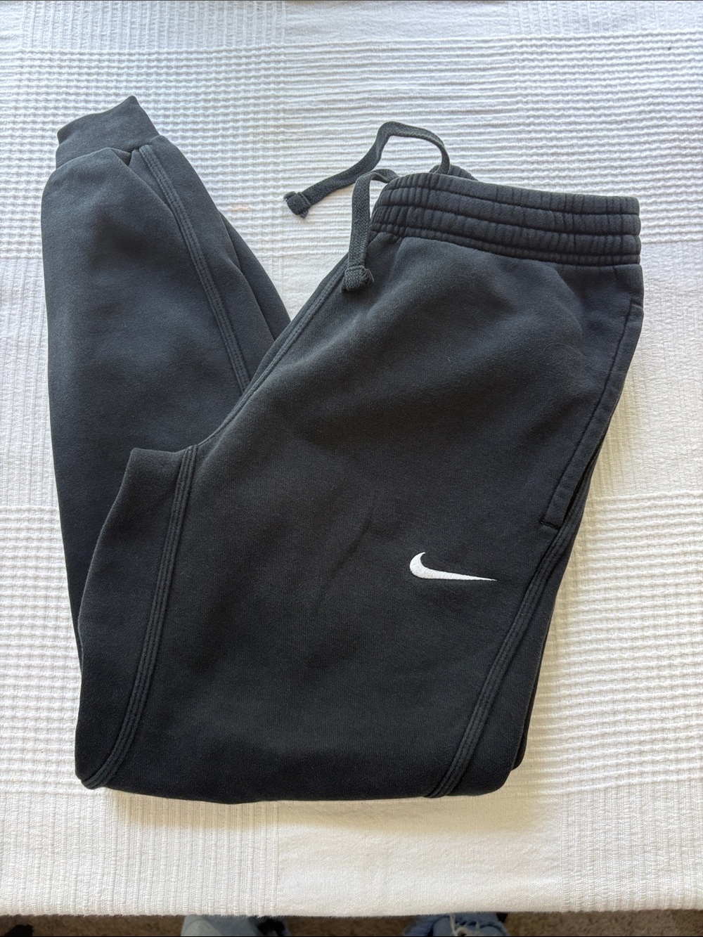 Nike Kids Black Jogger Sweatpants with White Swoosh